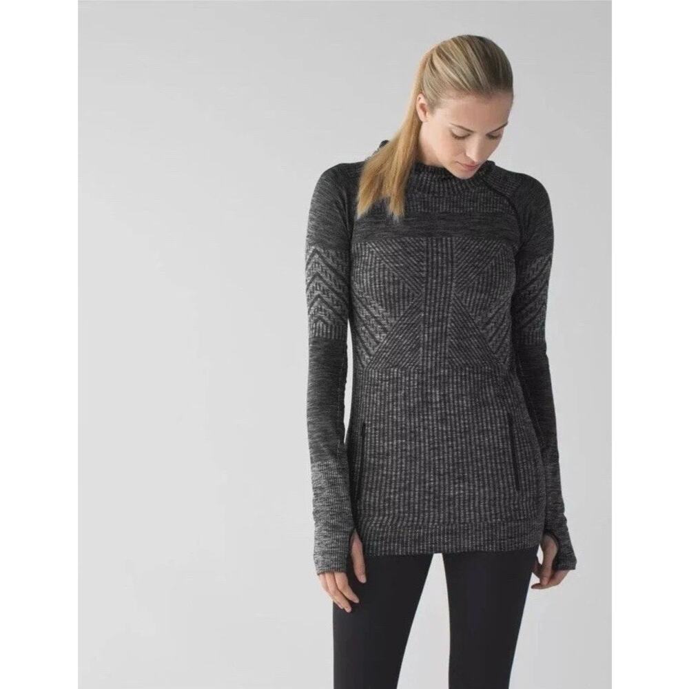 Lululemon Reflective Stripe Full Zip Hoodie Women's S/M Heathered Black
